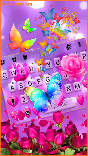 Pink Rose Butterfly Keyboard Background screenshot