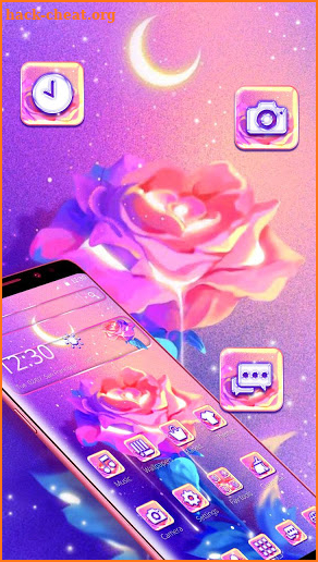 Pink Rose Crescent Moon Theme screenshot