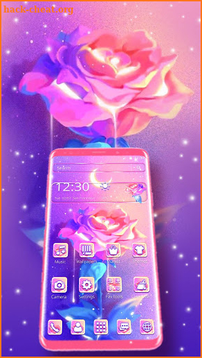Pink Rose Crescent Moon Theme screenshot