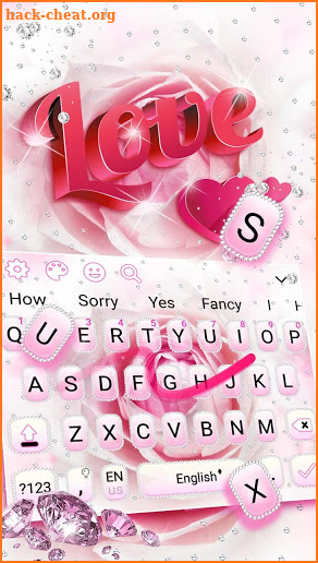 Pink Rose Diamond Keyboard Theme screenshot