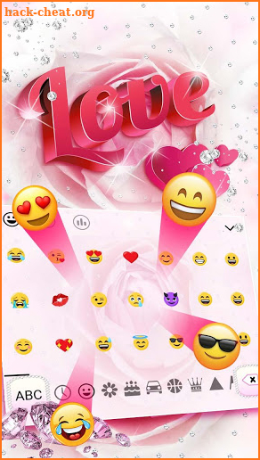 Pink Rose Diamond Keyboard Theme screenshot
