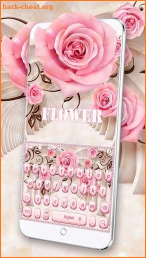 Pink Rose Flower Wallpaper Keyboard screenshot