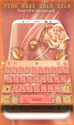 Pink Rose Gold Silk Keyboard Theme screenshot