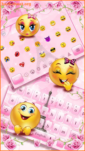 Pink Rose Paris Keyboard Theme screenshot