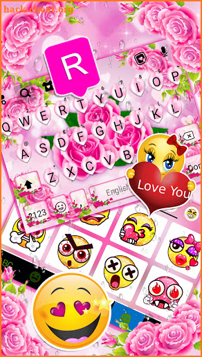 Pink Rose Pedals Keyboard Background screenshot