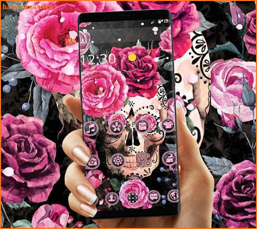 Pink Rose Skeleton Romantic Theme screenshot