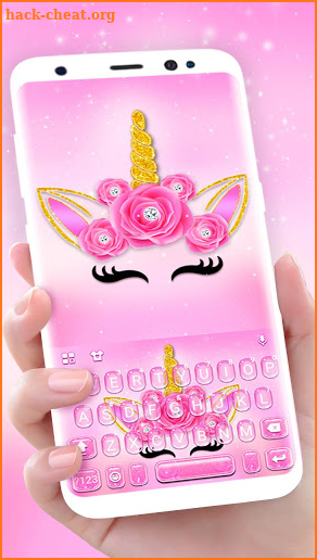 Pink Rose Unicorn Keyboard Theme screenshot
