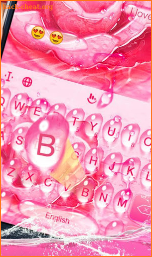 Pink Rose Water Drops Keyboard Theme screenshot