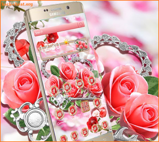 Pink Roses Romantic Diamond Theme screenshot