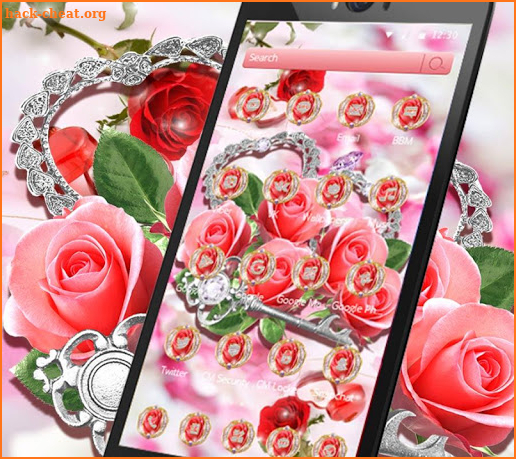 Pink Roses Romantic Diamond Theme screenshot