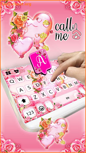 Pink Rosy Hearts Keyboard Background screenshot
