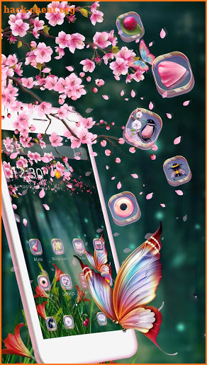 Pink Sakura Butterfly Theme screenshot