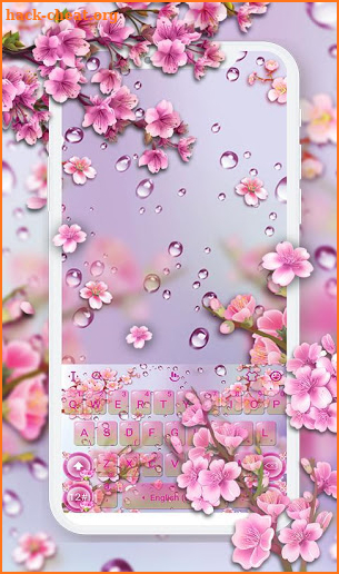 Pink Sakura Flower Keyboard Theme screenshot