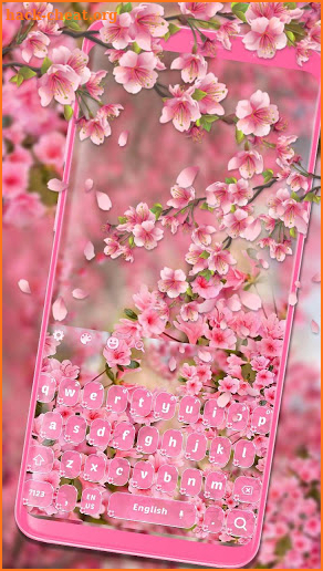 Pink Sakura Flowers Keyboard Theme screenshot