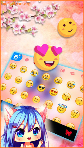 Pink Sakura Girl Keyboard Theme screenshot