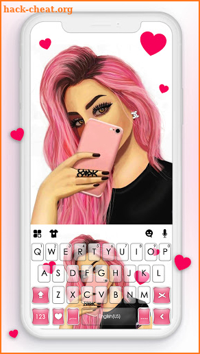 Pink Selfie Girl Keyboard Background screenshot