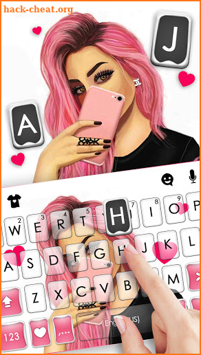 Pink Selfie Girl Keyboard Background screenshot