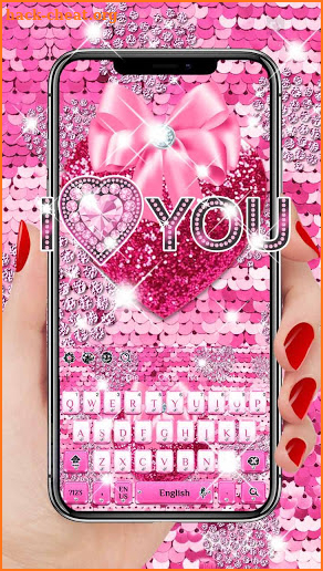 Pink Sequin Heart keyboard screenshot