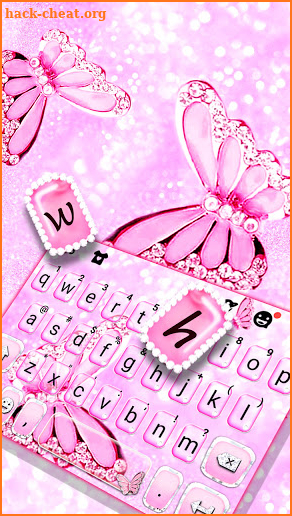 Pink Shiny Butterfly Keyboard Background screenshot