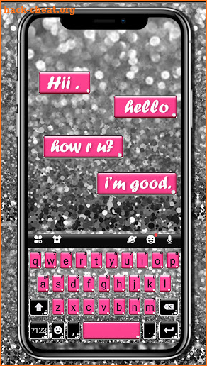 Pink Silver Glitter Keyboard Background screenshot