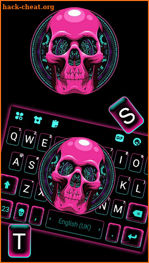 Pink Skull Pattern Keyboard Background screenshot