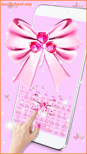 Pink SMS Keyboard Theme Diamond Ribbon screenshot