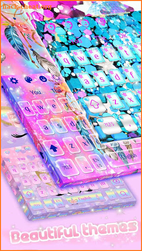 Pink SMS Keyboard Theme Diamond Ribbon screenshot