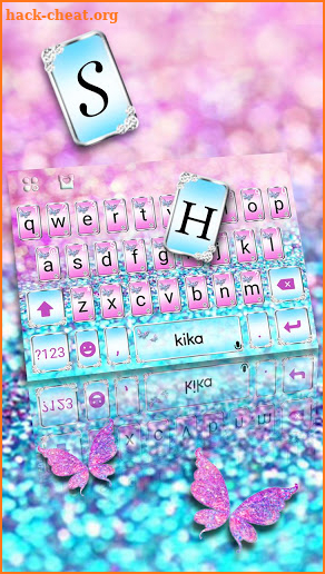 Pink Sparkle Butterfly Keyboard Theme screenshot