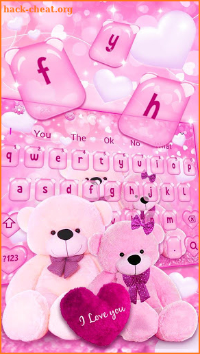 Pink Sparkling Teddy Bear Keyboard screenshot