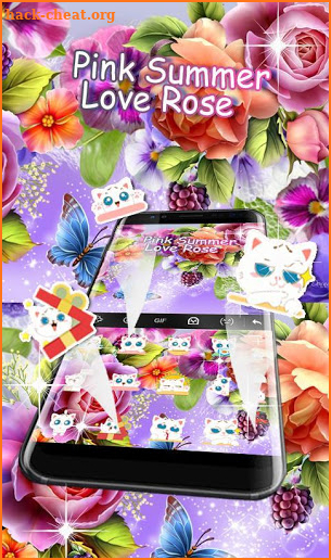 Pink Summer Rose Keyboard Theme screenshot