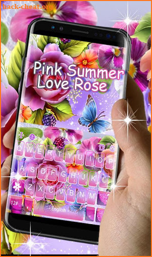 Pink Summer Rose Keyboard Theme screenshot