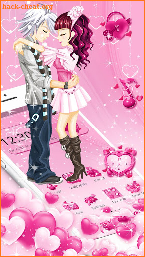 Pink Sweet Lovely Couple Theme screenshot