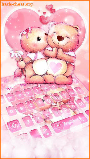 Pink Teddy Couple Love Keyboard Theme screenshot