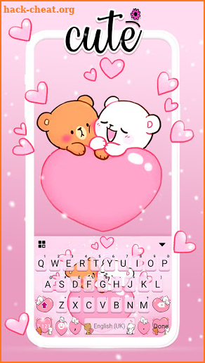 Pink Teddy Love Keyboard Background screenshot