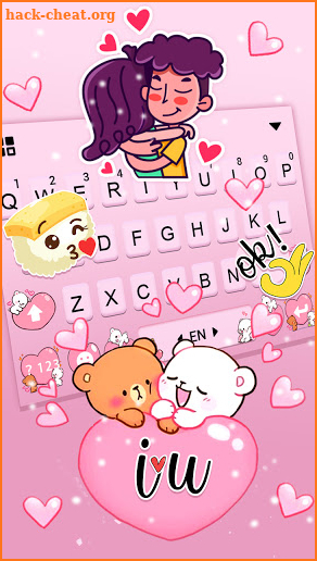 Pink Teddy Love Keyboard Background screenshot