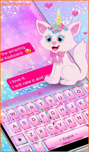 Pink Unicorn Cat Keyboard Theme screenshot