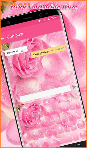 Pink Valentine Rose Keyboard Theme screenshot