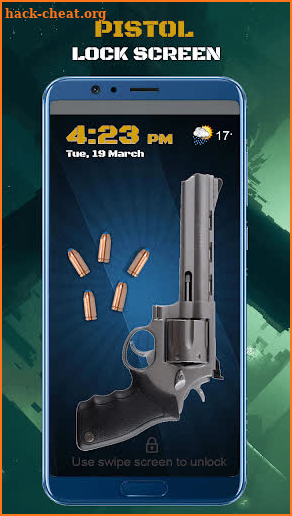 Pistol gunshot lock screen Simulator screenshot