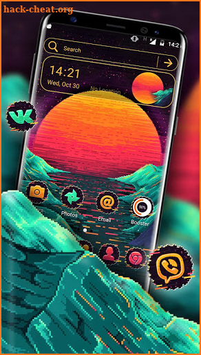 Pixel Art Sunset Launcher Theme screenshot