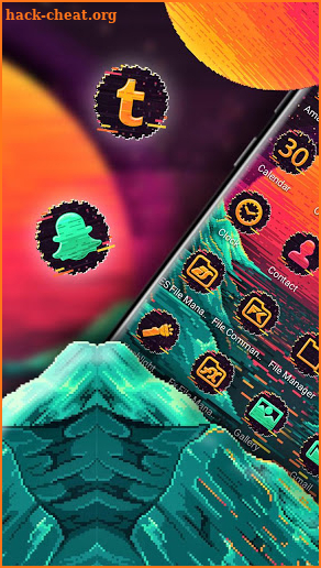 Pixel Art Sunset Launcher Theme screenshot