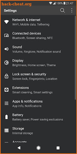 Pixel Dark Theme for LG G6 V30 V20 G5 screenshot