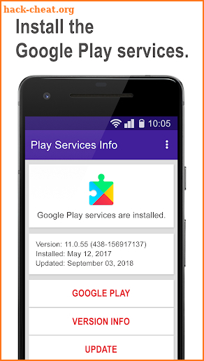 Play services update & info screenshot