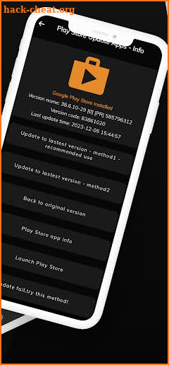 Play Store Update Apps - Info screenshot