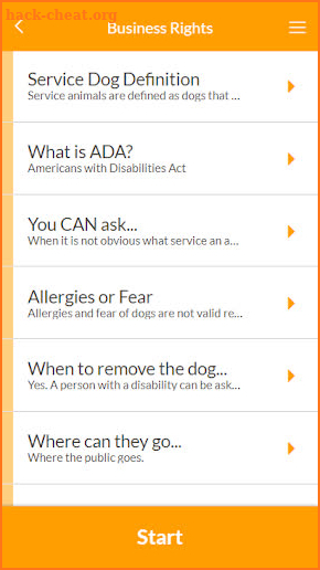 PLF Service Dog Info screenshot