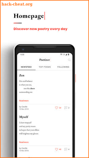 Poetizer - Social Network for Poetry screenshot