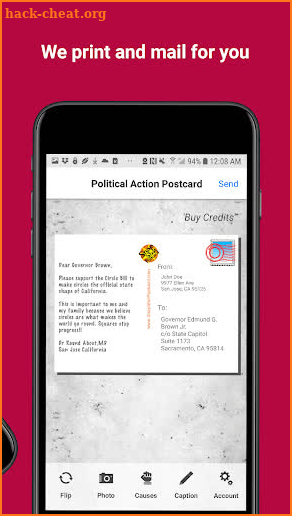 Political Action Postcard App screenshot