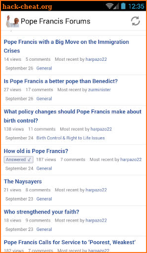 Pope Francis Forums screenshot