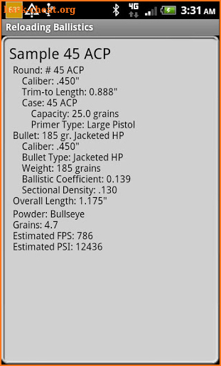 Popular Handgun Ballistic Data screenshot