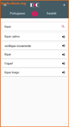 Portuguese - Swahili Dictionary (Dic1) screenshot