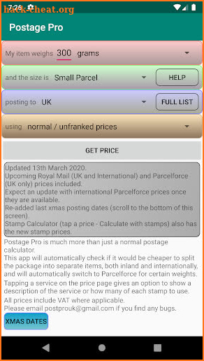 Postage Pro UK (Oct 2023) screenshot